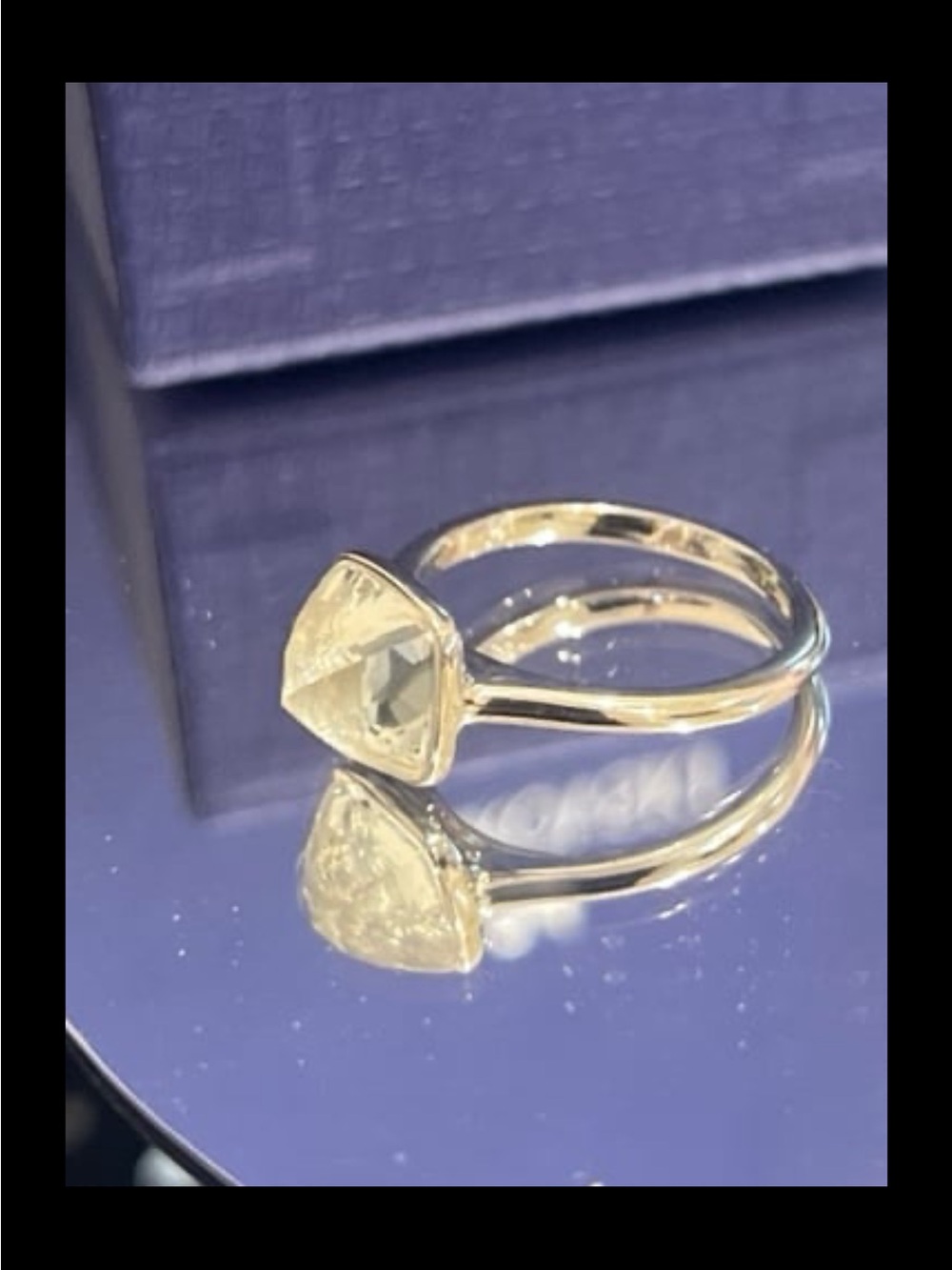 Authentic Swarovski pyramid ring like new size 6 rhodium